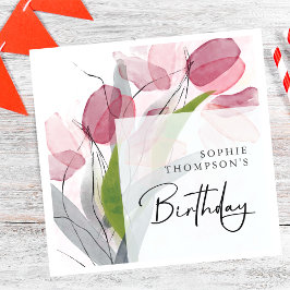柔らかいチューリップエレガント誕生日 スタンダードランチョンナプキン
