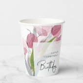 柔らかいチューリップエレガント誕生日 紙コップ (裏面)
