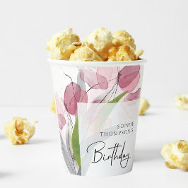 柔らかいチューリップエレガント誕生日 紙コップ