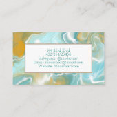 柔らかいティール（緑がかった色）と茶色の大理石 名刺 (裏面)