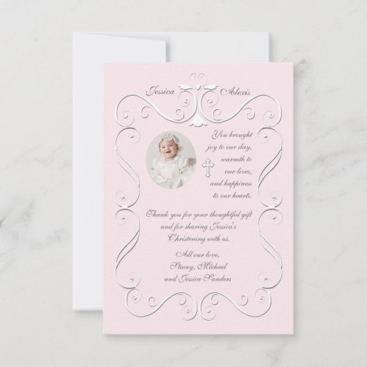 柔らかいハートのピンクの宗教写真は感謝していしています サンキューカード (正面)