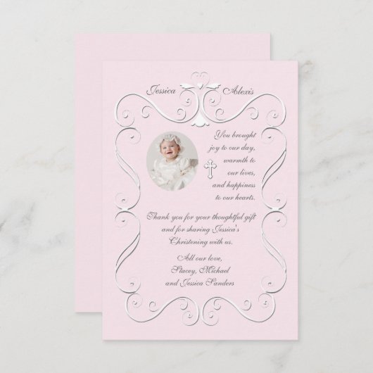 柔らかいハートのピンクの宗教写真は感謝していしています サンキューカード (正面/裏面)