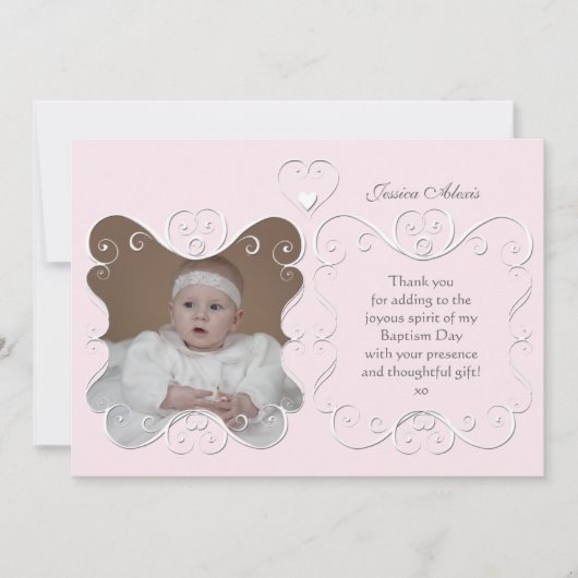 柔らかいハートの写真はピンク感謝していしています サンキューカード (正面)