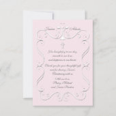 柔らかいハートピンク宗教的ありがとう垂直 サンキューカード (正面)