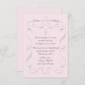 柔らかいハートピンク宗教的ありがとう垂直 サンキューカード (正面/裏面)