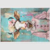 柔らかいパステルの切り離し型の、みすぼらしいシックな牛 薄葉紙 (正面)