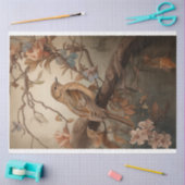 柔らかいパステルの桃の花の切り離しロビン 薄葉紙 (クラフト)