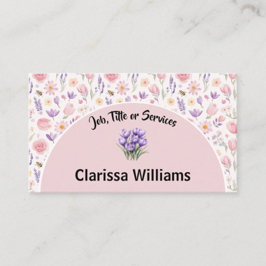 柔らかいパステルの花 名刺 (正面)