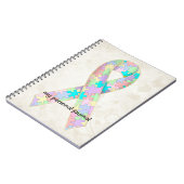 柔らかいパステルカラーの自閉症のリボンの認識度のデザイン ノートブック (左側)
