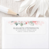 柔らかいパステルピンクの水色の葉エレガント ラベル (インサイチュ)