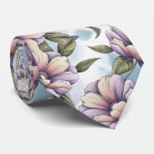 柔らかいパステルフローラルパターン ネクタイ (ロール)