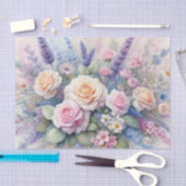 柔らかいパステル色の水色の花 薄葉紙 (クラフト)