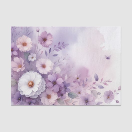 柔らかいパステル色の水色の花 薄葉紙 (正面)