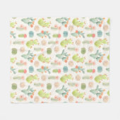 柔らかいパステル調のサボテン及び水気が多いパターン フリースブランケット (正面(横))