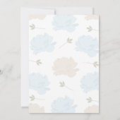 柔らかいパステル調の青いシャクヤクの十字の男の子の洗礼 招待状 (裏面)