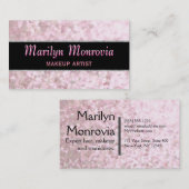 柔らかいパステル調ピンクのグリッター 名刺 (正面/裏面)