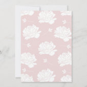 柔らかいパステル調ピンクのシャクヤクの十字の女の子の洗礼 招待状 (裏面)