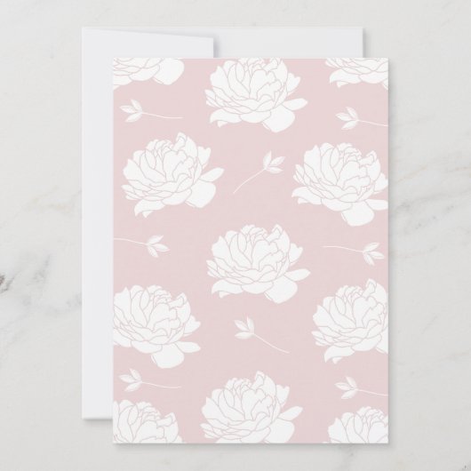 柔らかいパステル調ピンクのシャクヤクの十字の女の子の洗礼 招待状 (裏面)