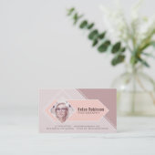 柔らかいパステル調ピンクの写実的なダイヤモンドの写真カード 名刺 (スタンド正面)