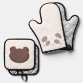 柔らかいパンダイラスト 鍋つかみ&鍋敷きセット (正面/裏面)