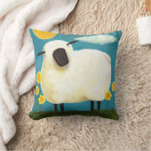 柔らかいヒツジおよび黄色の花の装飾用クッション クッション (ブランケット)