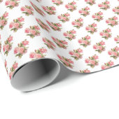 柔らかいピンクとグレーのフローラ結婚の ラッピングペーパー (ロールコーナー)
