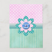 柔らかいピンクとブルーの水玉模様で美しいストライプ ポストカード (正面)