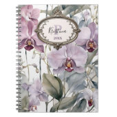 柔らかいピンクとラベンダーランとヴィンテージフレーム ノートブック (正面)