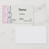 柔らかいピンクと白い花模様のダマスクパターン 名刺 (正面/裏面)