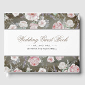 柔らかいピンクと白のフローラヴィンテージシャビー結婚ズ ゲストブック (正面)