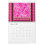 柔らかいピンクと白の花のモチーフが優雅にプリス カレンダー (2月 2027)