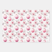 柔らかいピンクと緑のクリスマス ラッピングペーパーシート (正面2)