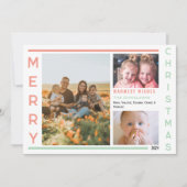 柔らかいピンクと緑のミニマリストのフォトコラージュ シーズンカード (正面)