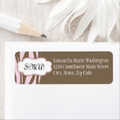 柔らかいピンクと茶色のモノグラムフレーム ラベル (インサイチュ)