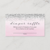 柔らかいピンクと銀の赤ちゃんシャワーおむつラッフル エンクロージャーカード (正面)