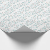 柔らかいピンクと青のつる植物白葉に花の花 ラッピングペーパー (角)