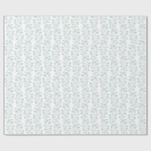 柔らかいピンクと青のつる植物白葉に花の花 ラッピングペーパー (フラット)