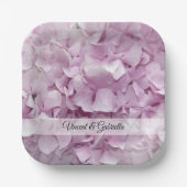 柔らかいピンクのあじさい結婚花 ペーパープレート (正面)