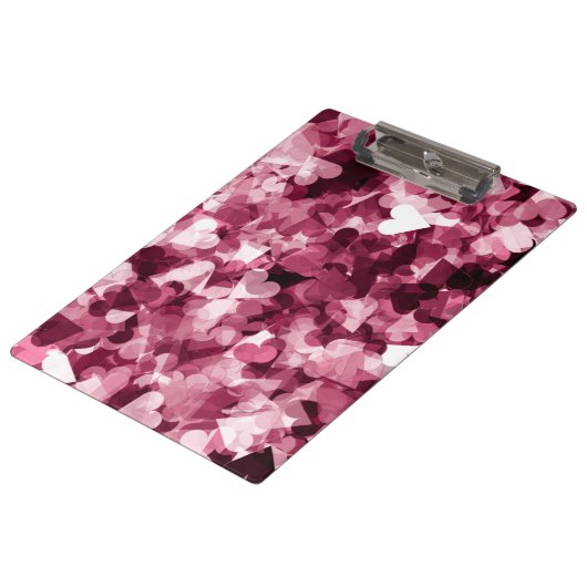 柔らかいピンクのかわいいのハートの背景 クリップボード (アングル)