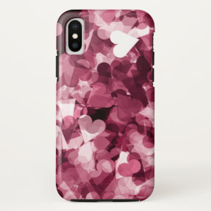 柔らかいピンクのかわいいのハートの背景 iPhone X ケース