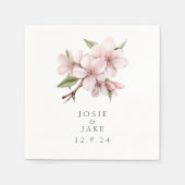 柔らかいピンクのさくらんぼの花結婚のナプキン スタンダードカクテルナプキン (正面)