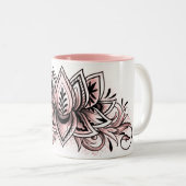 柔らかいピンクのはす曼荼羅の茶熱いココアチョコレート ツートーンマグカップ (正面右)