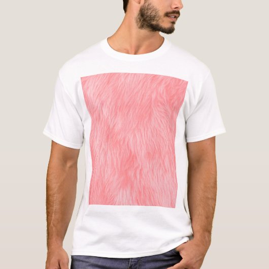 柔らかいピンクのウールのファーテクスチャ Tシャツ (正面)