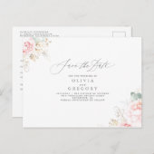 柔らかいピンクのエレガント花が日付を保存 案内ポストカード (正面/裏面)