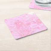 柔らかいピンクのダリア スクエアペーパーコースター (アングル)