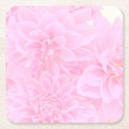 柔らかいピンクのダリア スクエアペーパーコースター (正面)