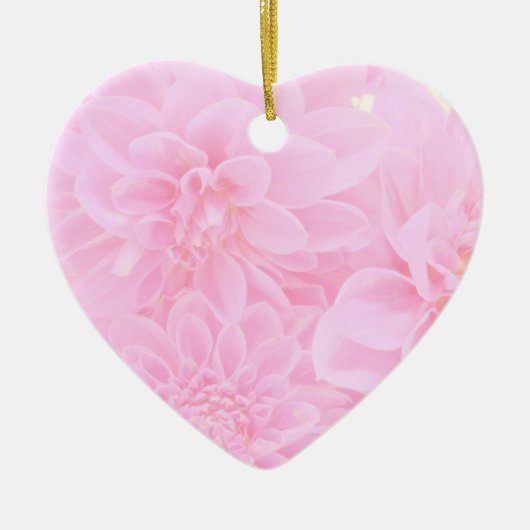 柔らかいピンクのダリア セラミックオーナメント (正面)