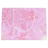 柔らかいピンクのダリア ラージペーパーバッグ (正面)