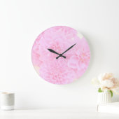 柔らかいピンクのダリア ラージ壁時計 (ホーム)