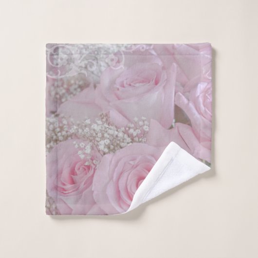 柔らかいピンクのバラおよびベビーの呼吸 バスタオルセット (ウォッシュタオル)